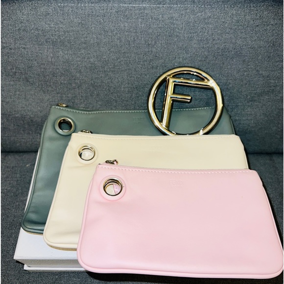 Sold-Fendi Triplette Multicolor Trio Zip Pouch/Clutch! - Picture 5 of 7